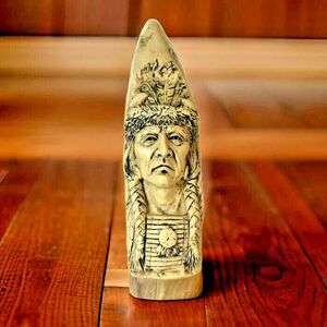 Avery Creations Native American Style Resin Horn Shaped Sculpture 1995